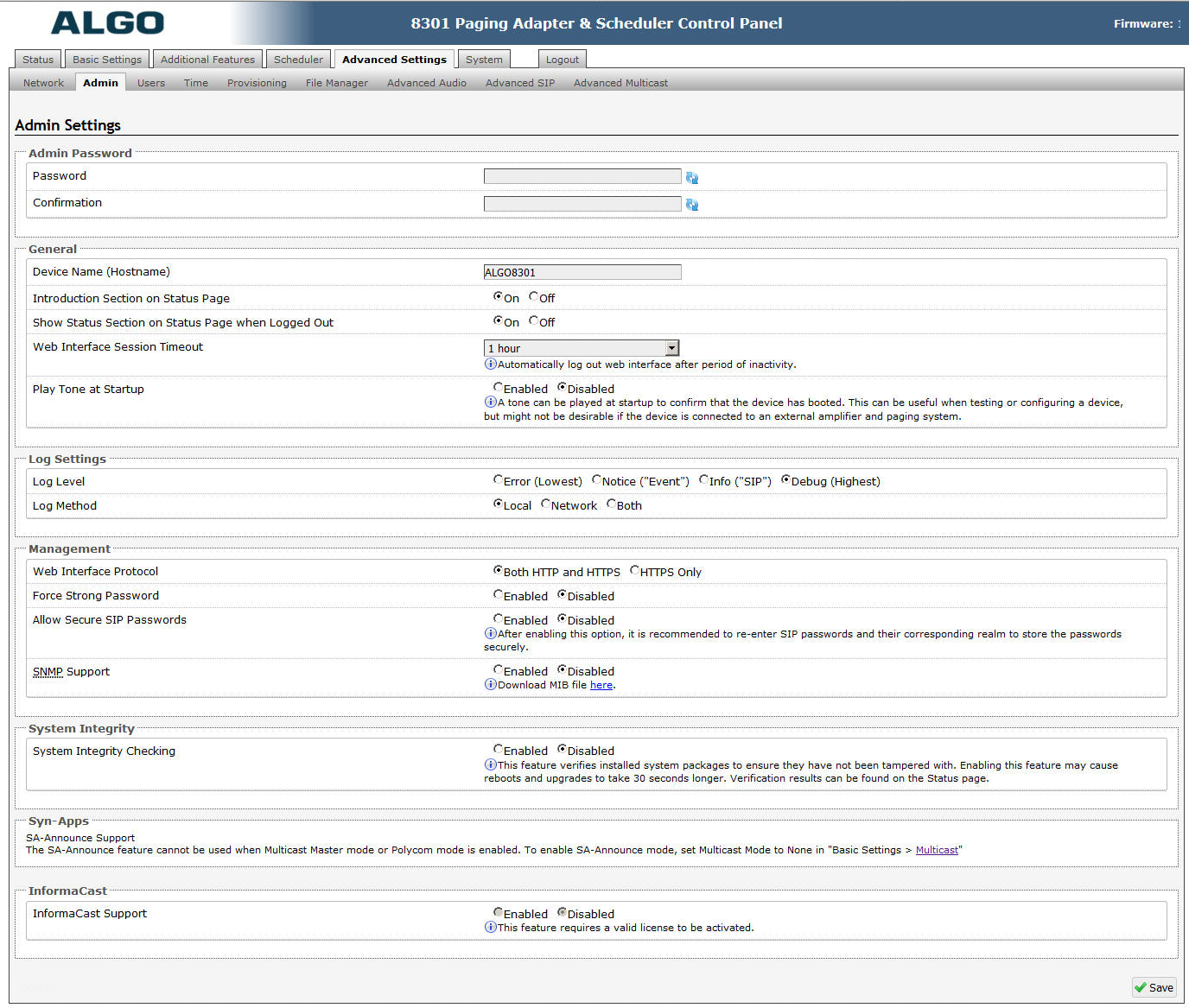 Algo 8301 PoE IP Voice Paging Adapter, with Audio Streaming & Tones / Audio Files Scheduler