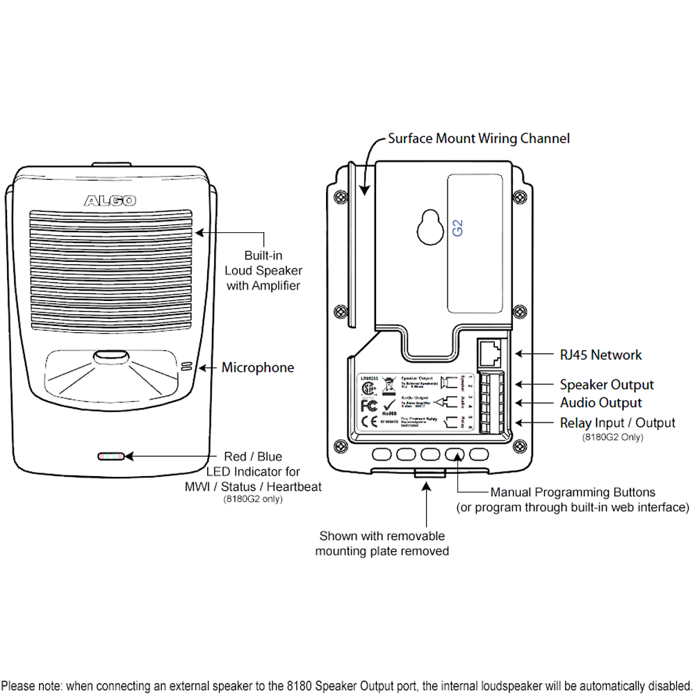 Algo 8180G2 PoE IP Paging and SIP Loud Ringer Indoor Audio Alerter (8180 G2)